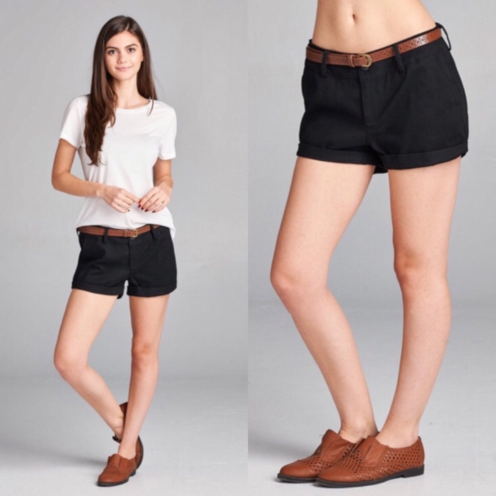 Twill Shorts with Belt